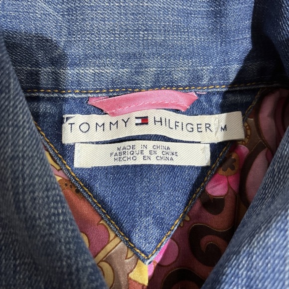 Tommy Hilfiger Jeans Jacket Womens Size M Blue Denim Trucker Button Up - Picture 4 of 10